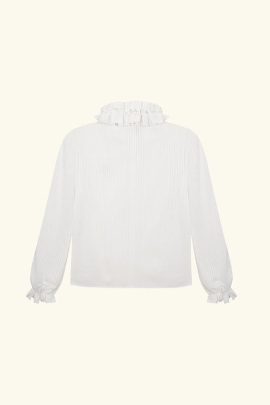 CHIFFON PLEATED COLLAR SHIRT
