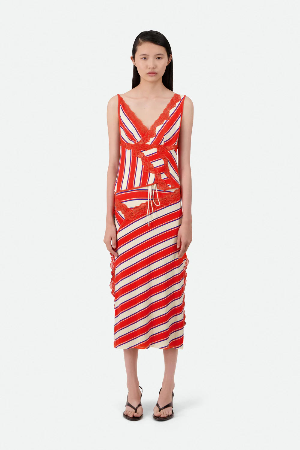 SIGNATURE ASYMMETRIC STRIPE TANK TOP