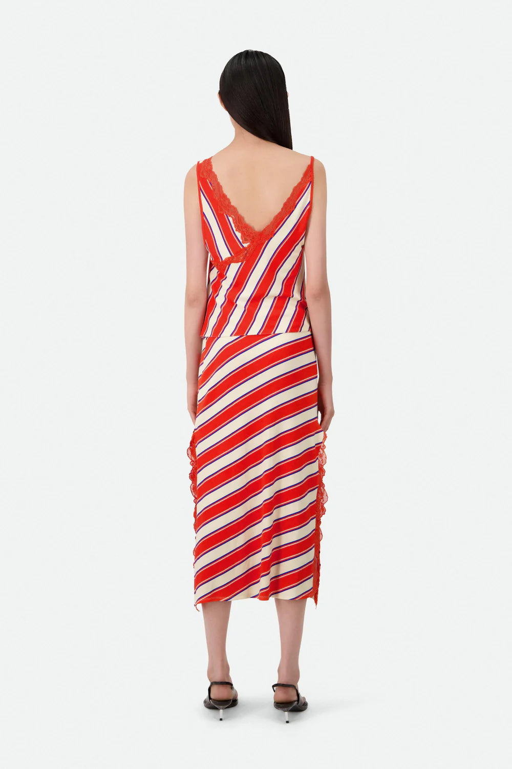 SIGNATURE ASYMMETRIC STRIPE TANK TOP