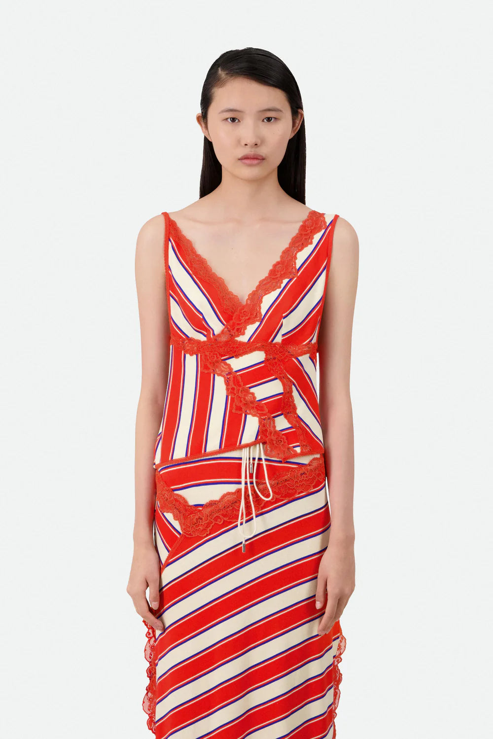SIGNATURE ASYMMETRIC STRIPE TANK TOP
