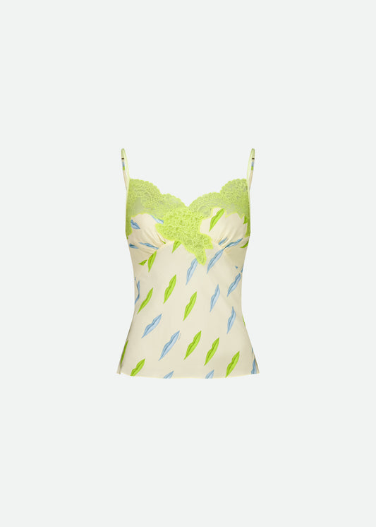 SIGNATURE LACE TOP LIPS PRINT