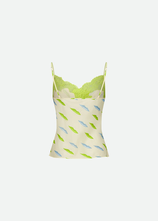 SIGNATURE LACE TOP LIPS PRINT
