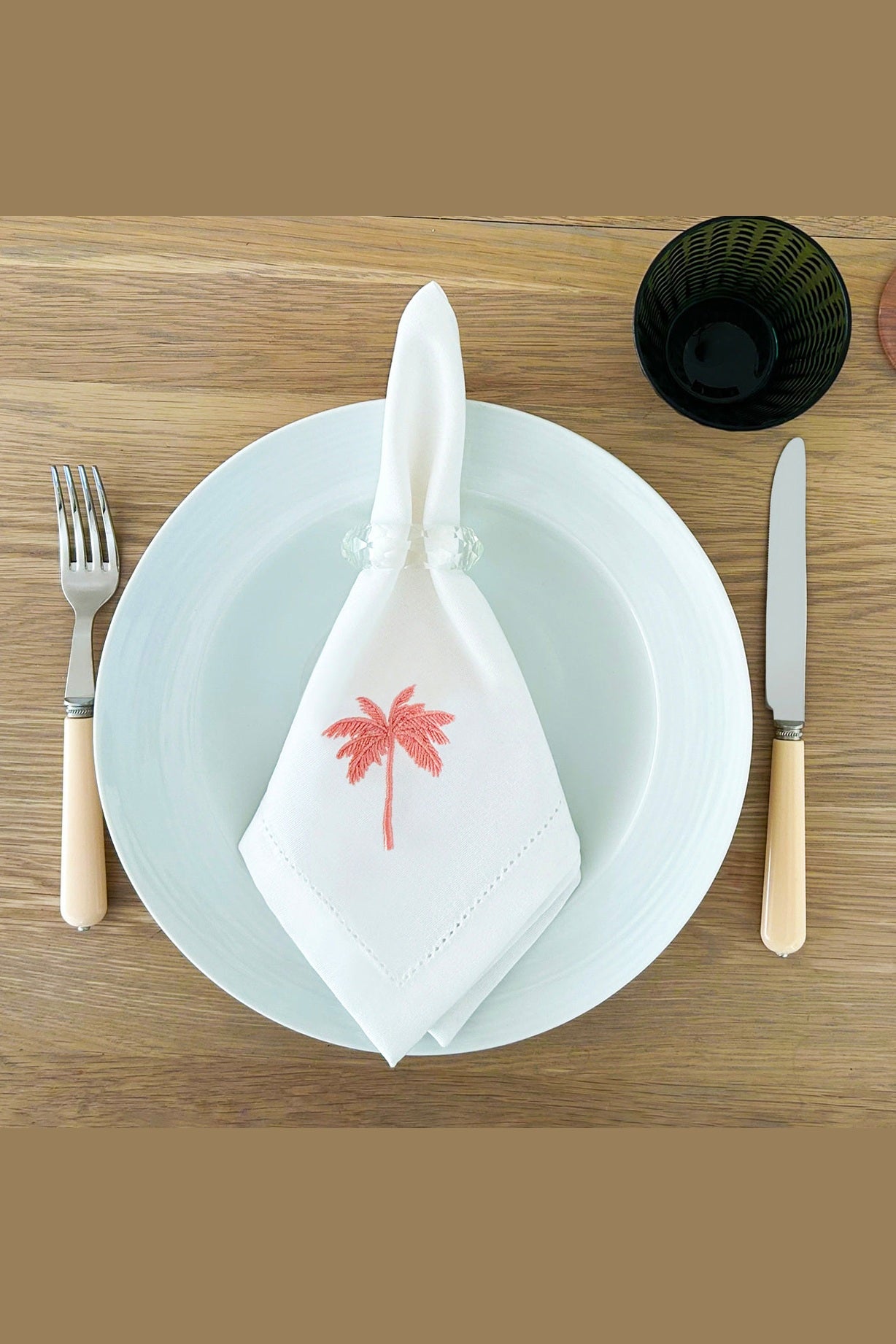 Palm Tree Embroidered Napkins | Set of 2
