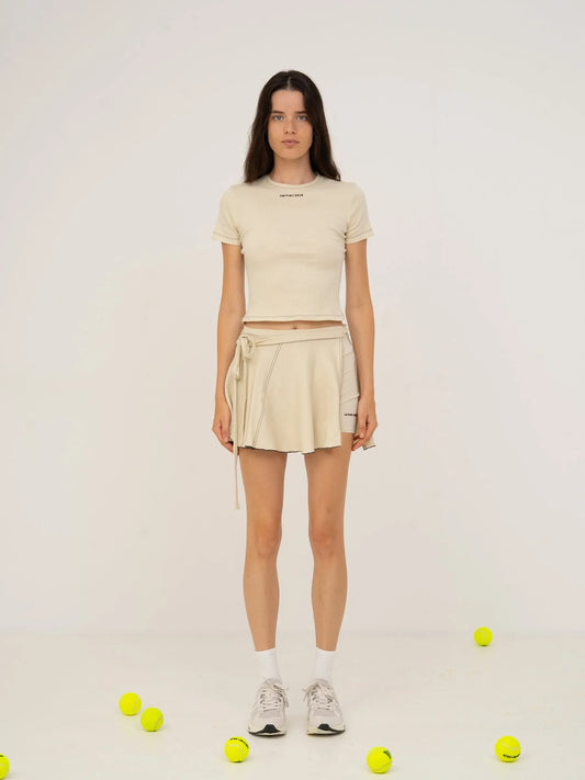 Volley Cream Wrap Mini Tennis Skirt falda