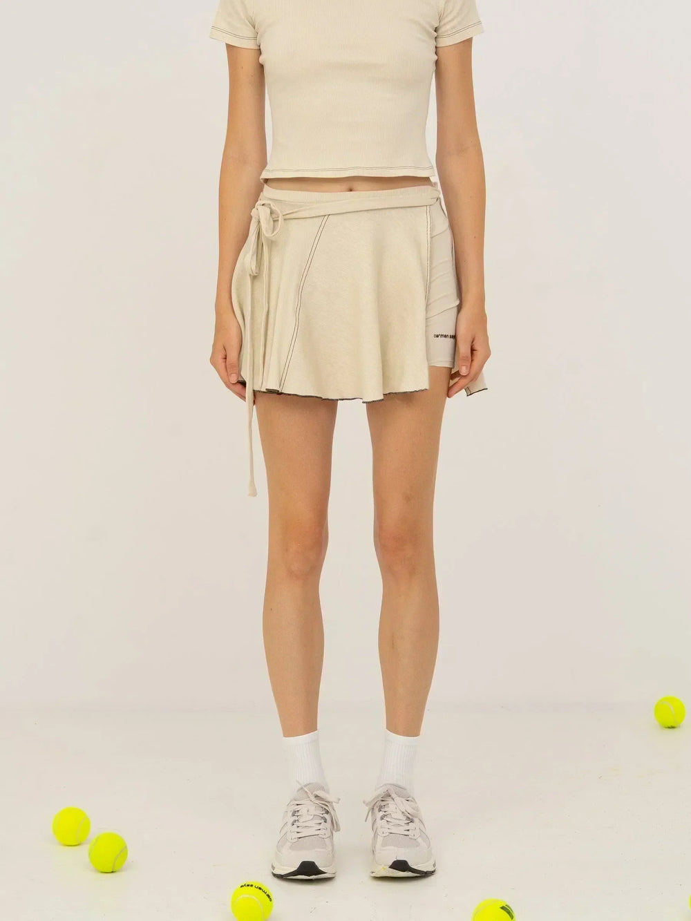 Volley Cream Wrap Mini Tennis Skirt falda