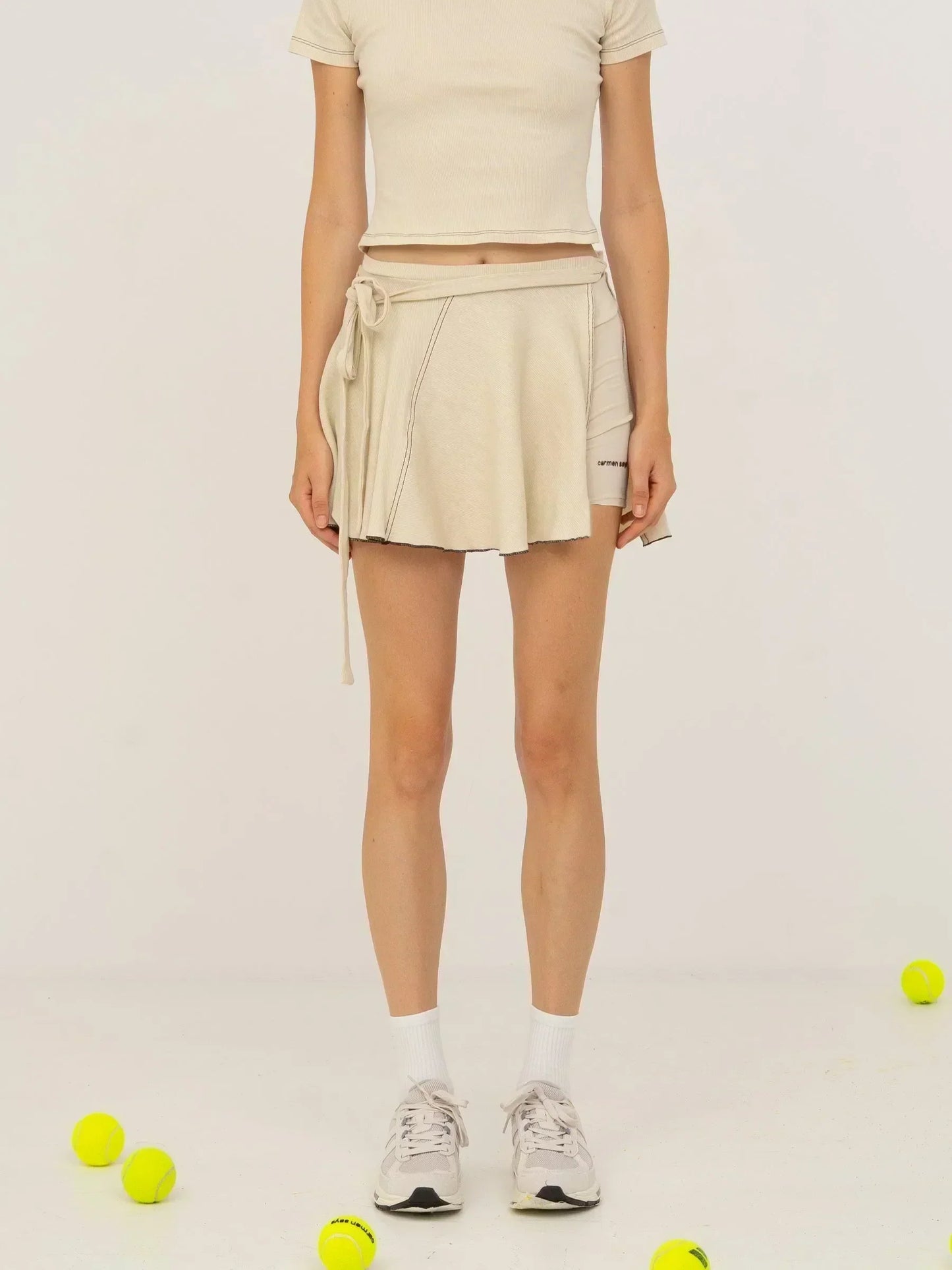 Volley Cream Wrap Mini Tennis Skirt falda
