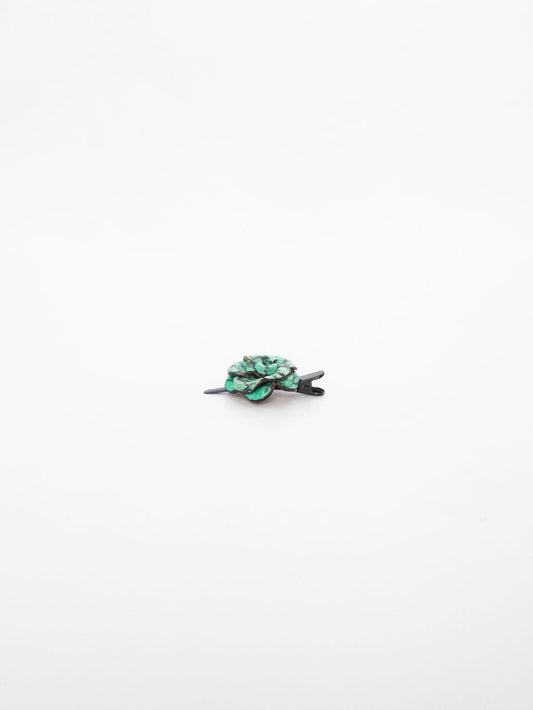 Mini Fiore Leather Clip Green