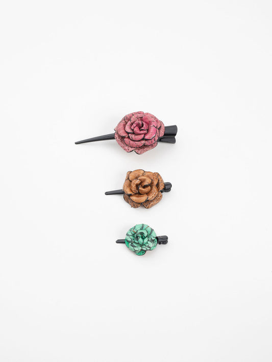 Mini Fiore Leather Clip Green