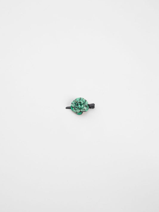 Mini Fiore Leather Clip Green