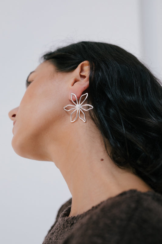 Gumamela Earrings Silver