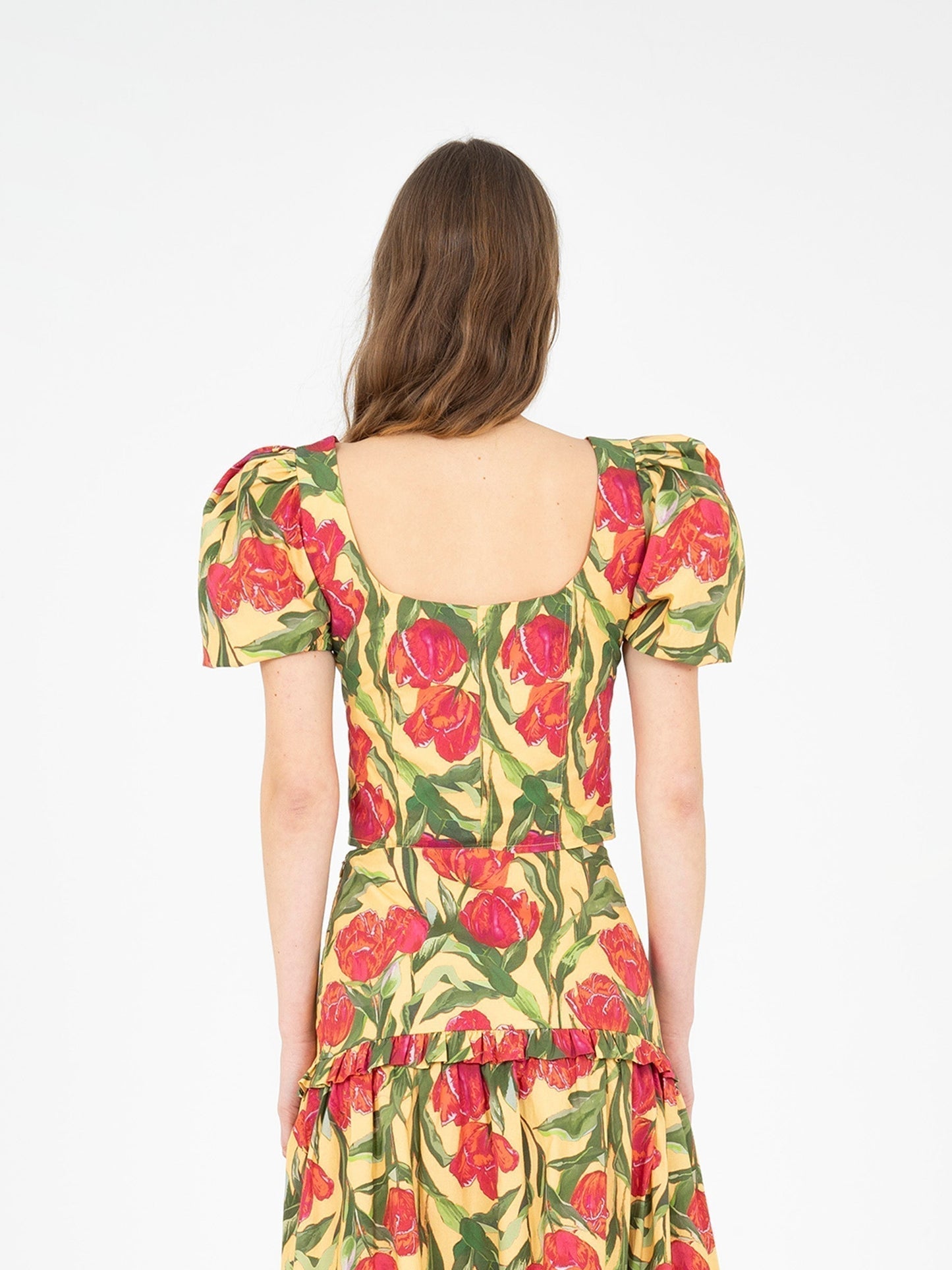 Zafira Yellow Floral Print Top camisas y camisetas