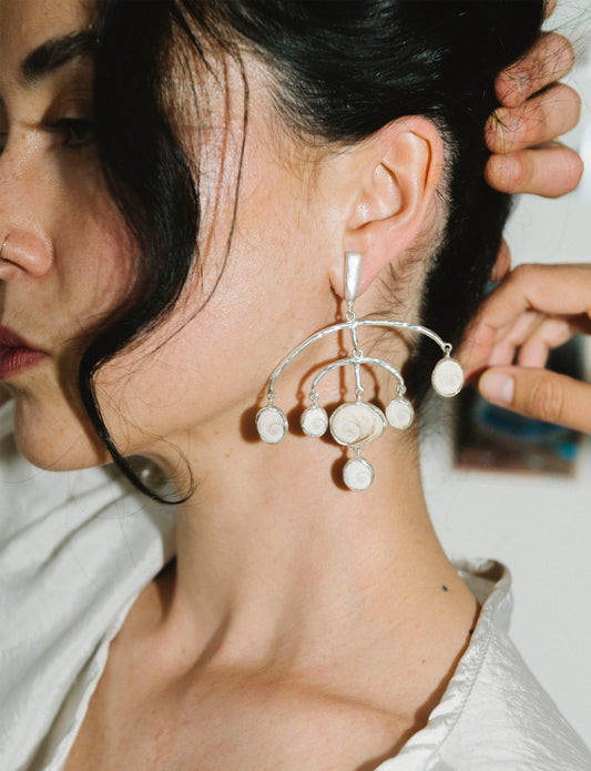 amonita earrings wearing