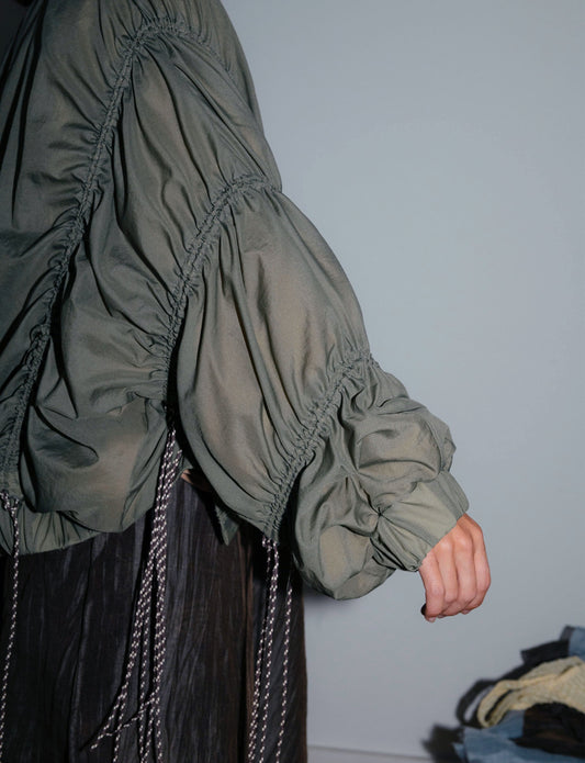 atalaya recycled nylon green bomber sleeves