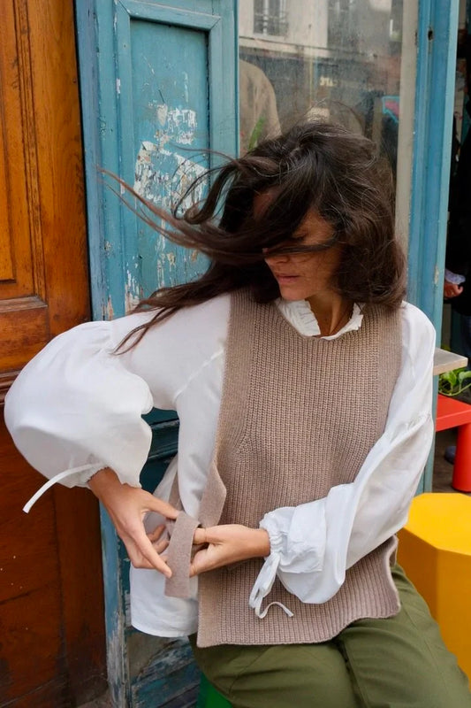 Short Joan Vest | Stone and Chocolate