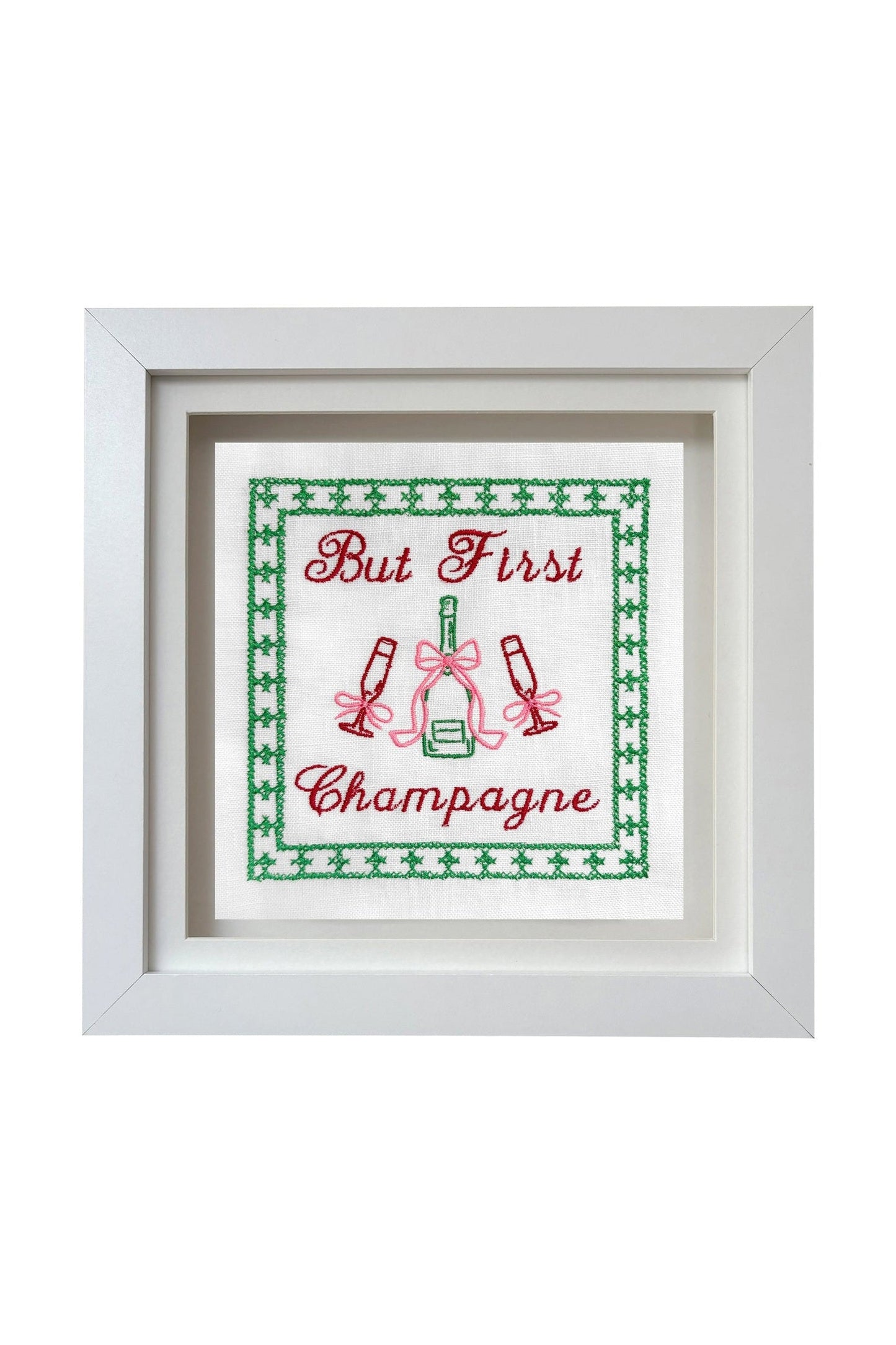 But First Champagne Embroidered Artwork