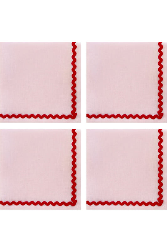 Ric Rac Linen Napkins | Pink | Set of 2
