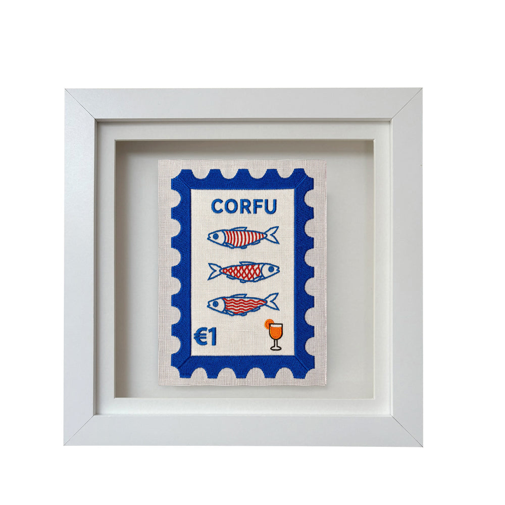 Corfu Embroidered Stamp Artwork