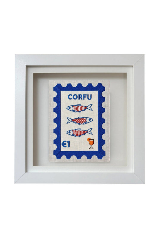 Corfu Embroidered Stamp Artwork