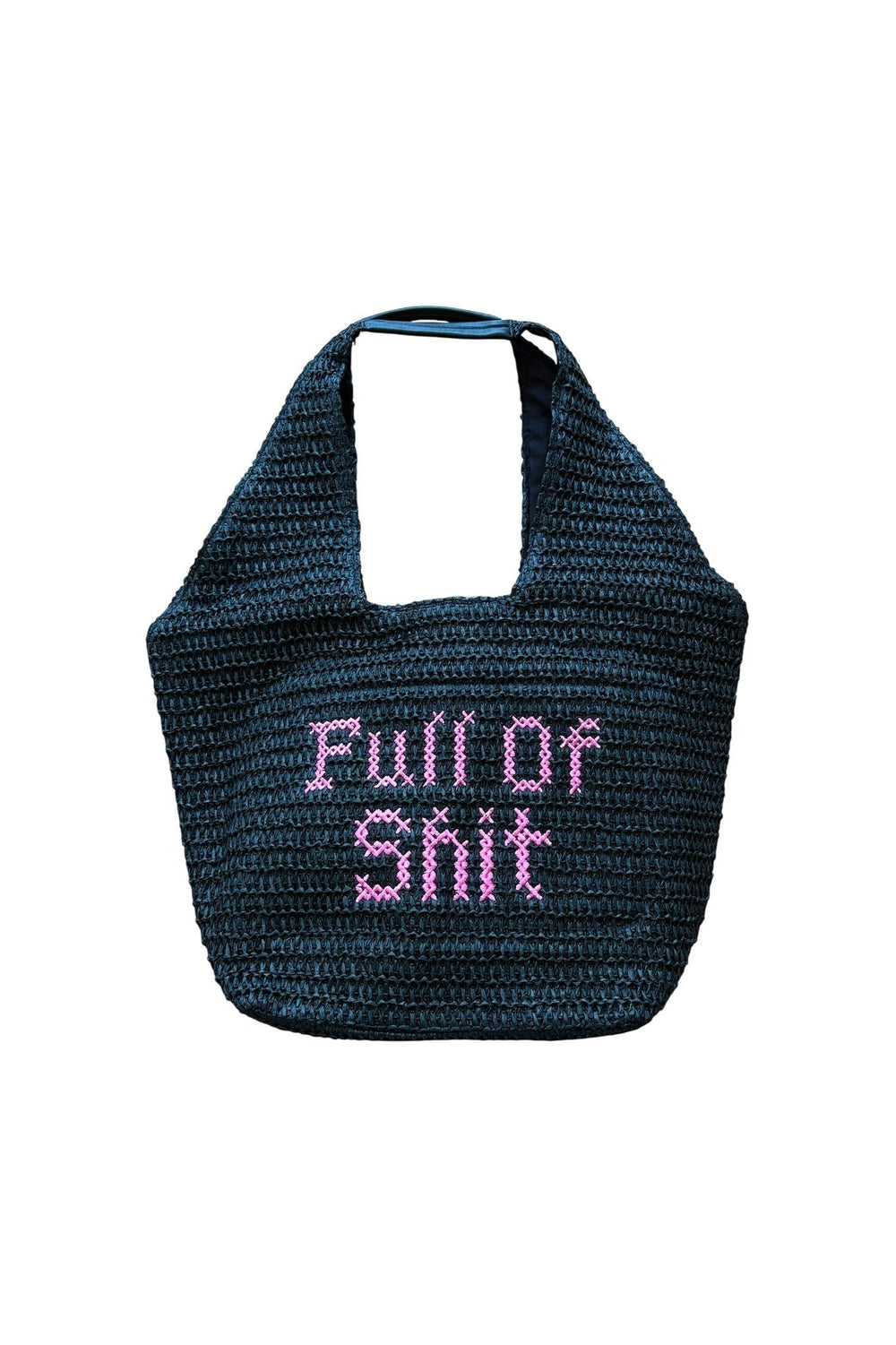 FULL OF SHIT Pink embroidered Beach Bag