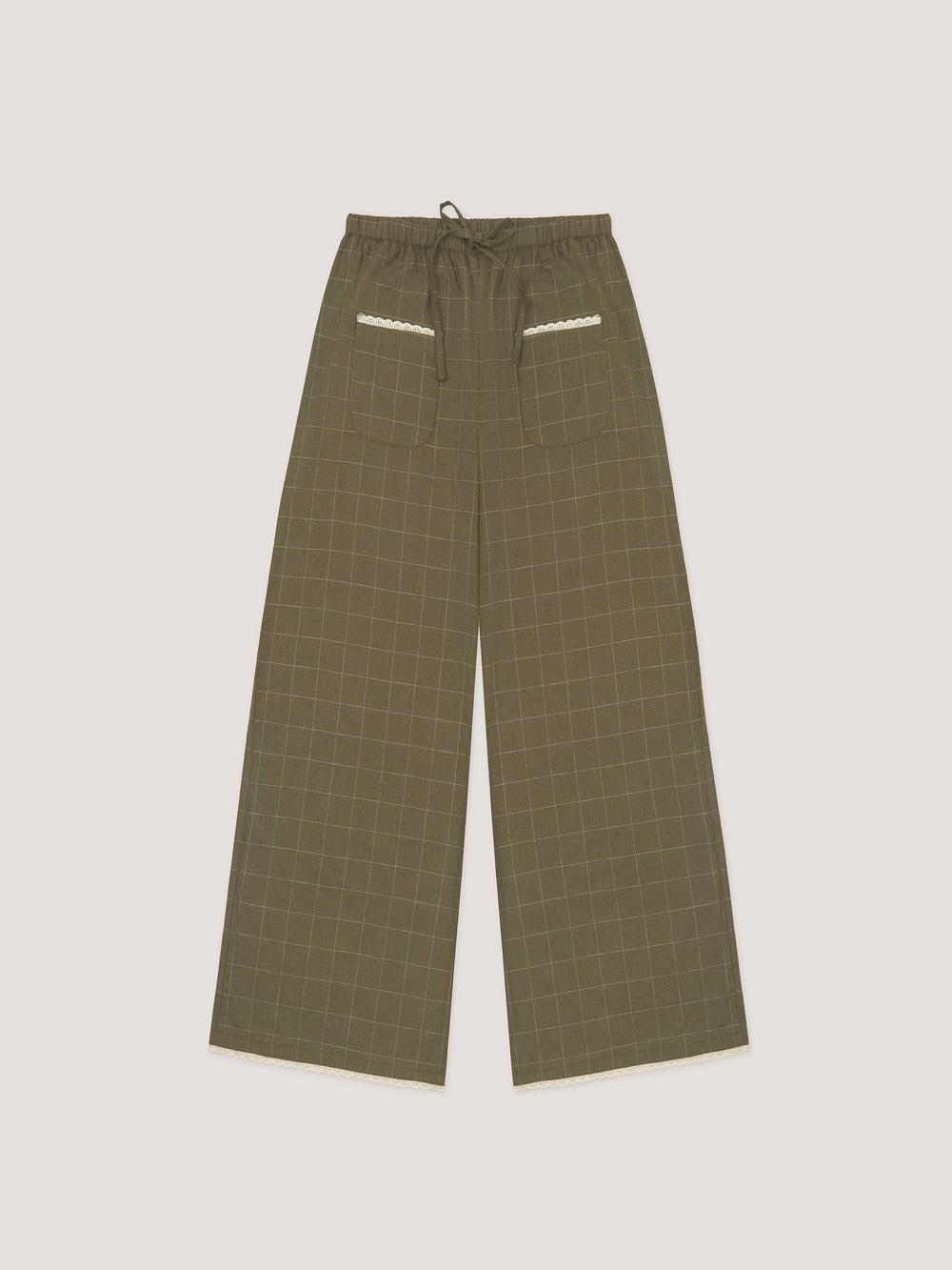 Betty Plaid Green and White Long Pants