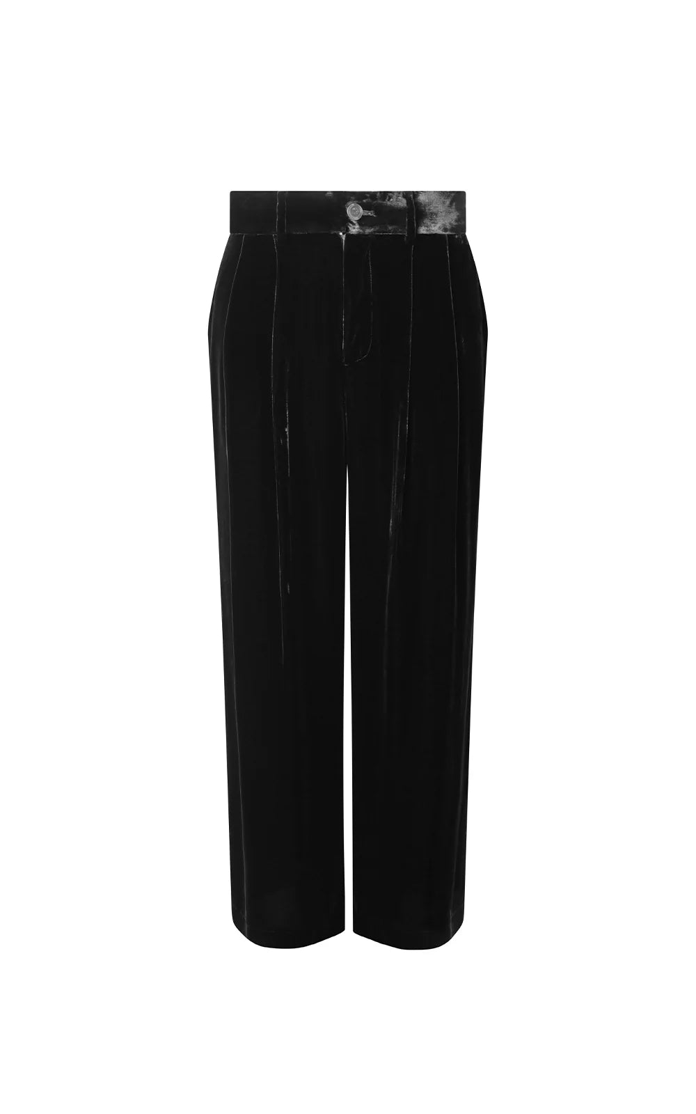 SILK VELVET BLEND TROUSERS - BLACK