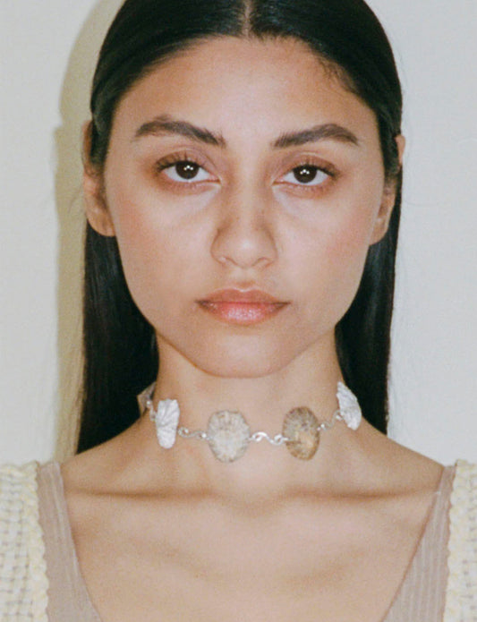 llampara choker shells recycled silver details