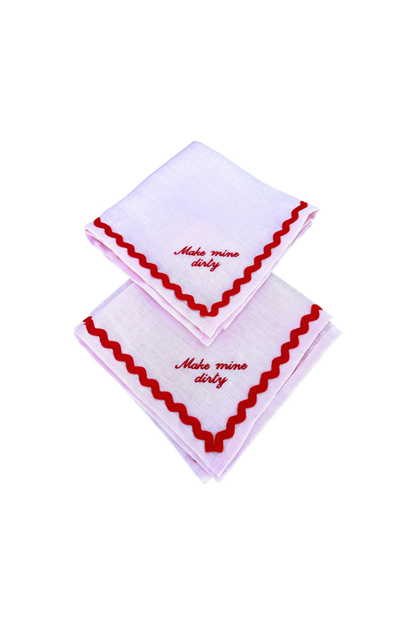 Embroidered Housewarming Linen Napkin Set x2 | Custom 'Make Mine Dirty' Party Decor