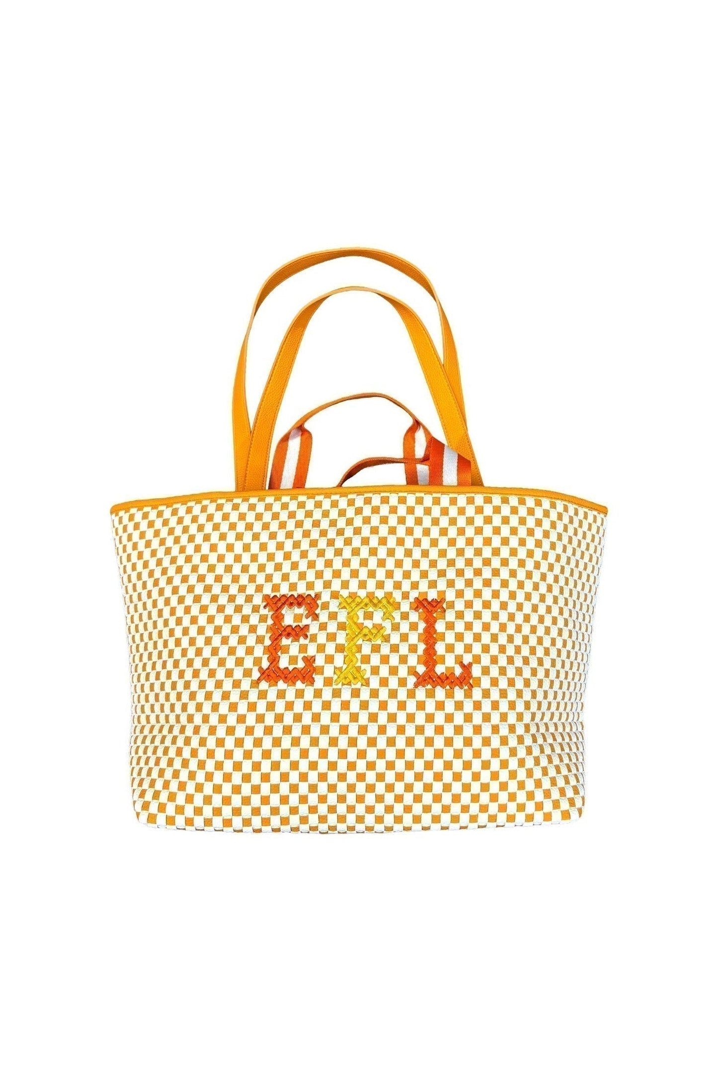 Monogram Embroidered Woven hand Bag