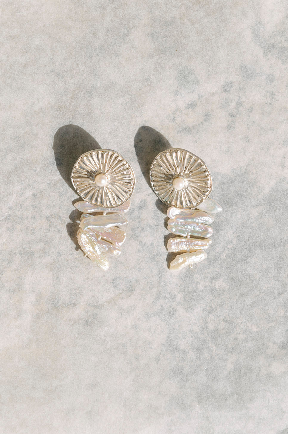 pearl rain earrings silver