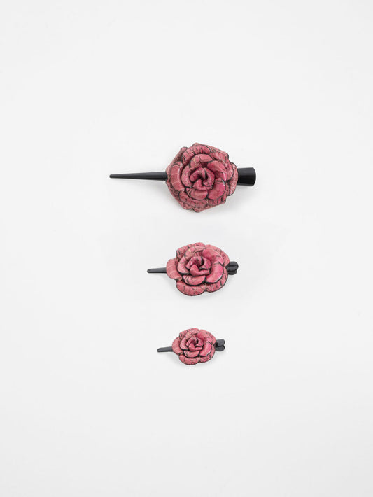 Mini Fiore Leather Clip Pink