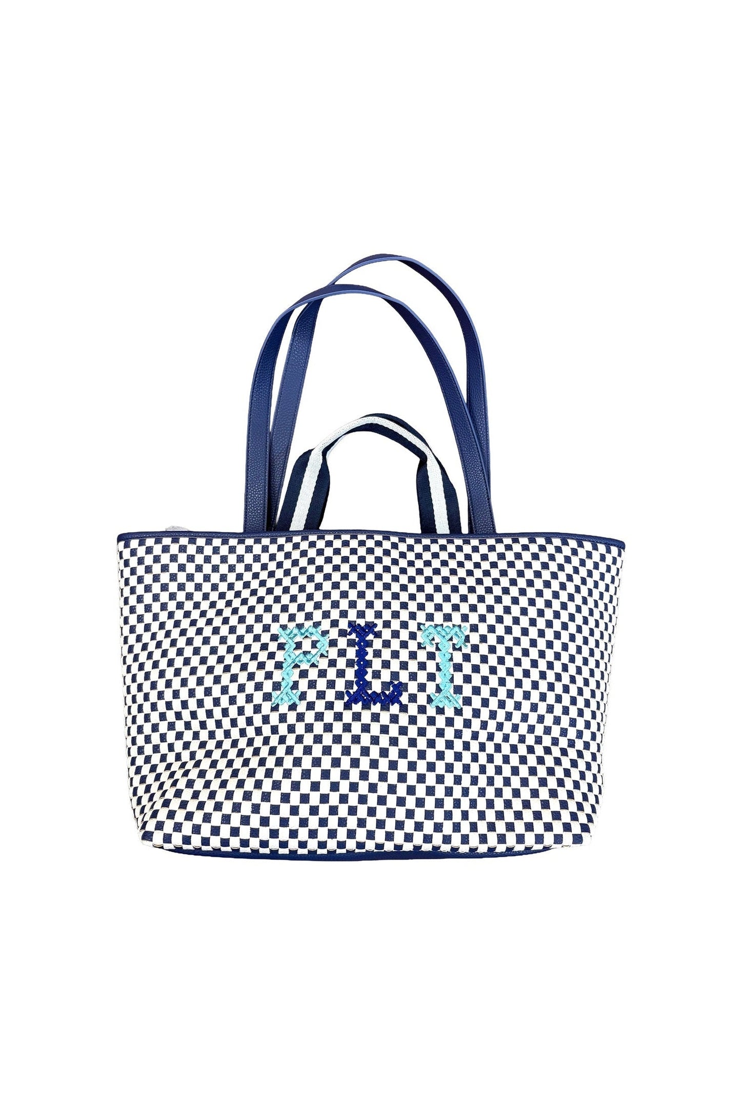 Monogram Embroidered Woven hand Bag