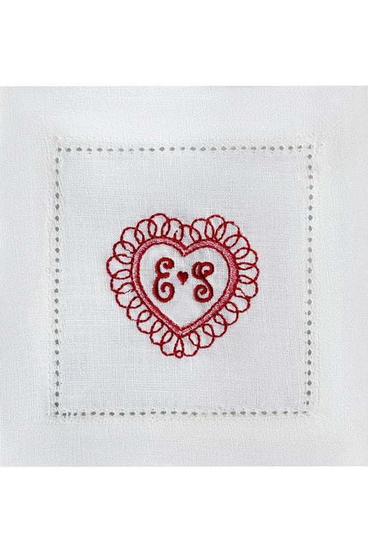 Heart Embroidered Cocktail Napkins | Set of 2 designs