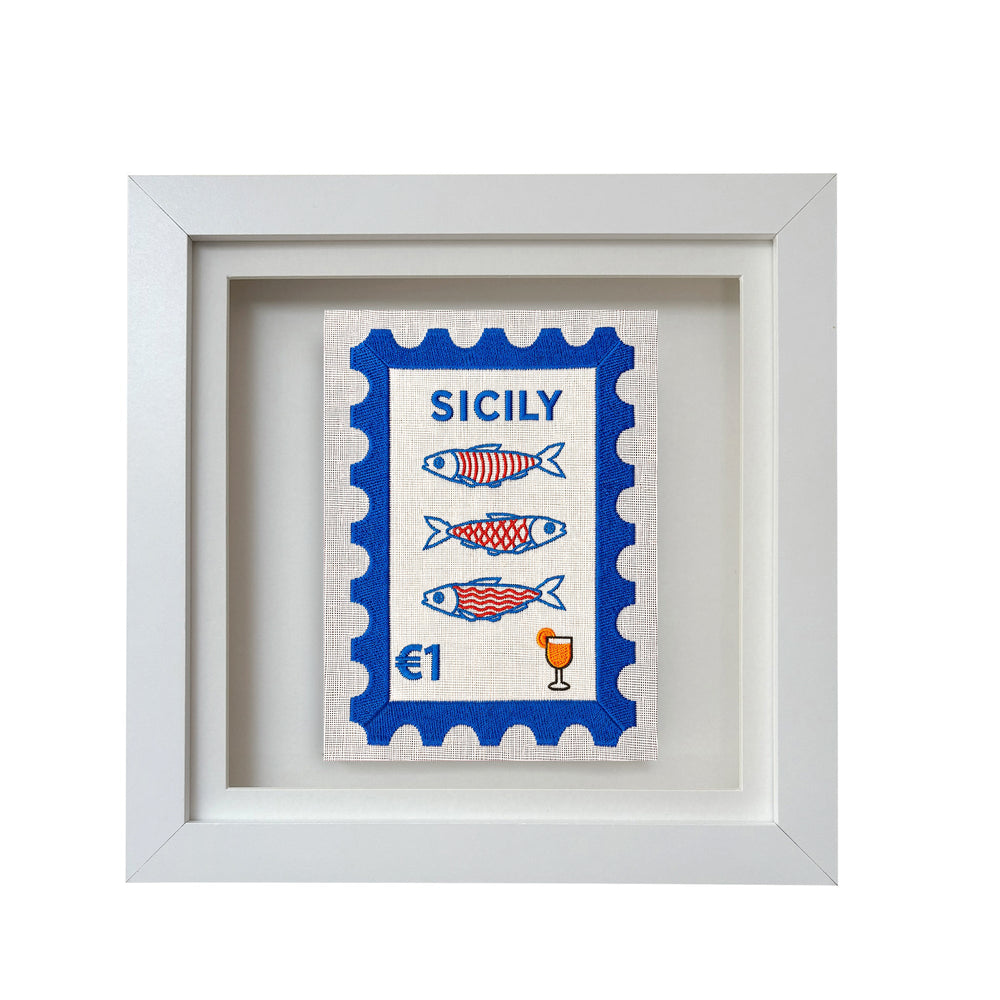 Sicily Embroidered Stamp Artwork