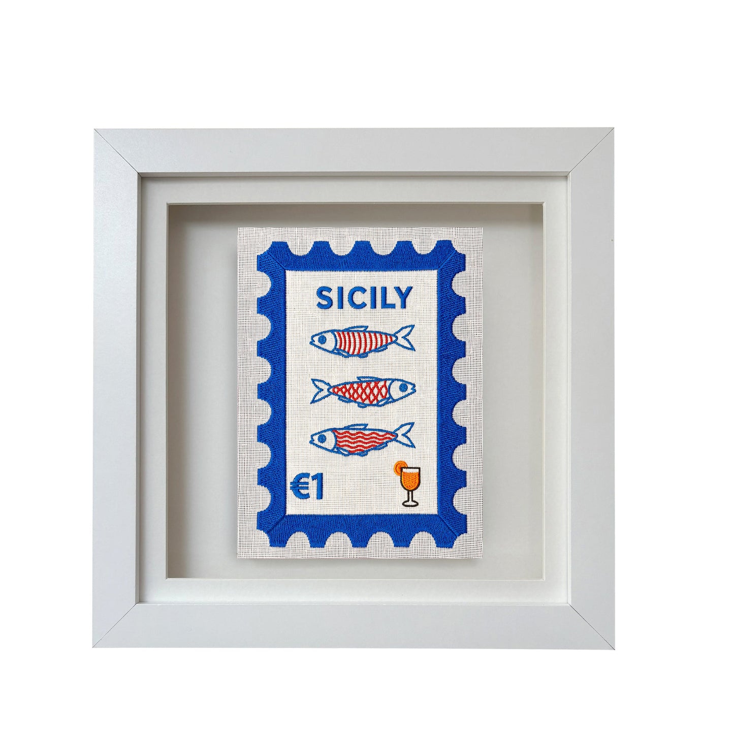 Sicily Embroidered Stamp Artwork