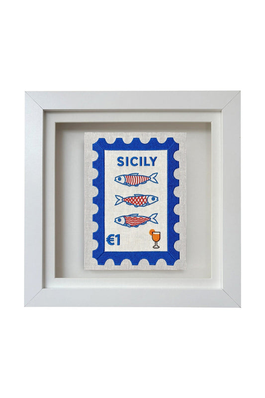 Sicily Embroidered Stamp Artwork