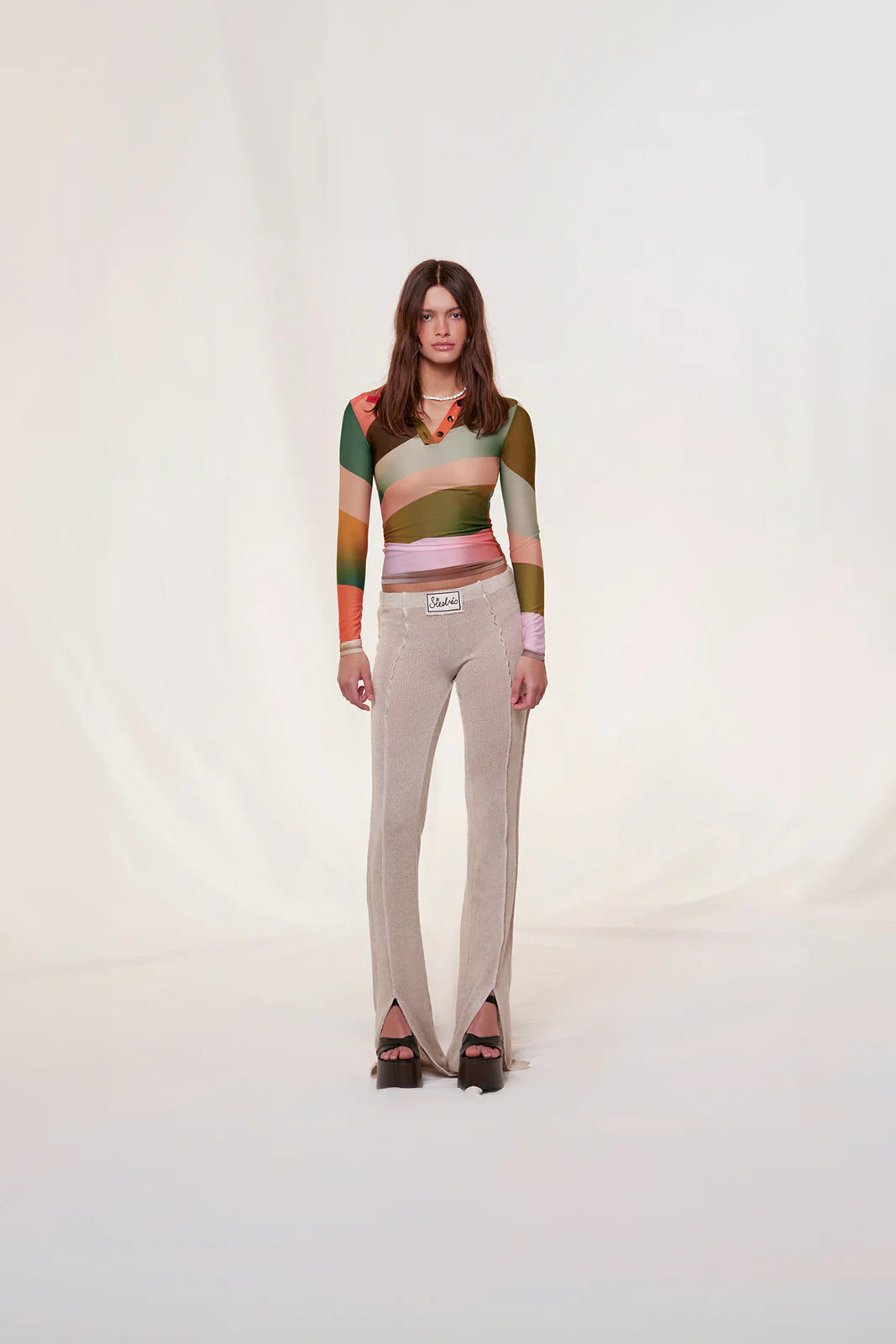 Duo Sun-ray printed polo top