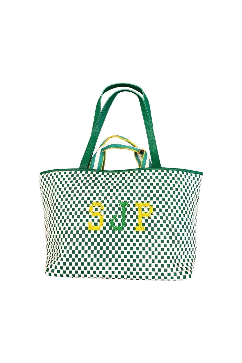 Monogram Embroidered Woven hand Bag