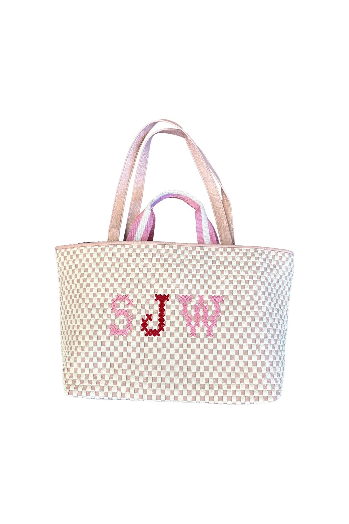 Monogram Embroidered Woven hand Bag