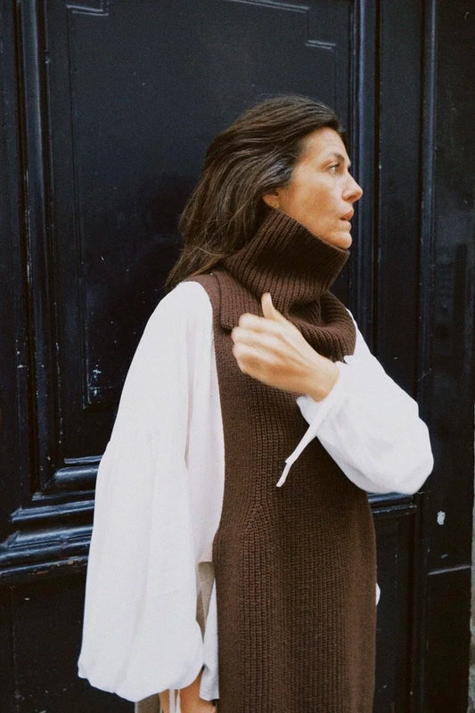 Long Joan Vest | Stone and Chocolate