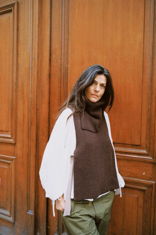 Short Joan Vest | Stone and Chocolate
