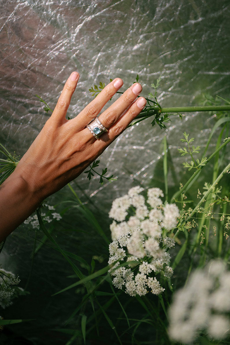 xana ring silver topaz details