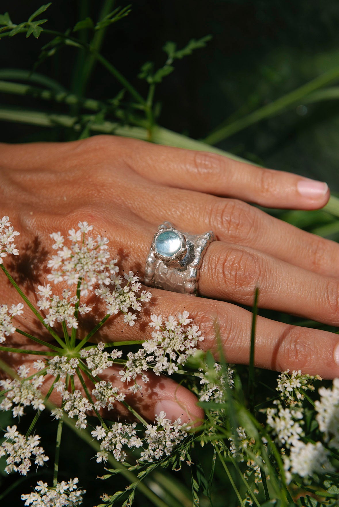 xana ring silver topaz wearing